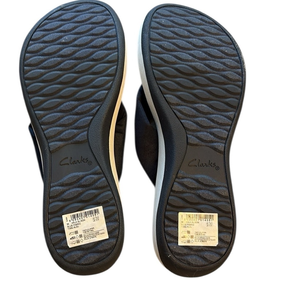 Clarks Women’s Cloudsteppers Sandals Thong Navy and White Size 10 New - Picture 4 of 5